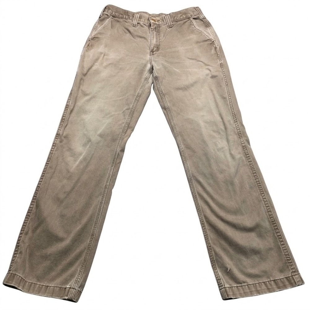 Carhartt Mens Relaxed Fit Work Pants Brown Canvas 100095-909 33x32 Distressed